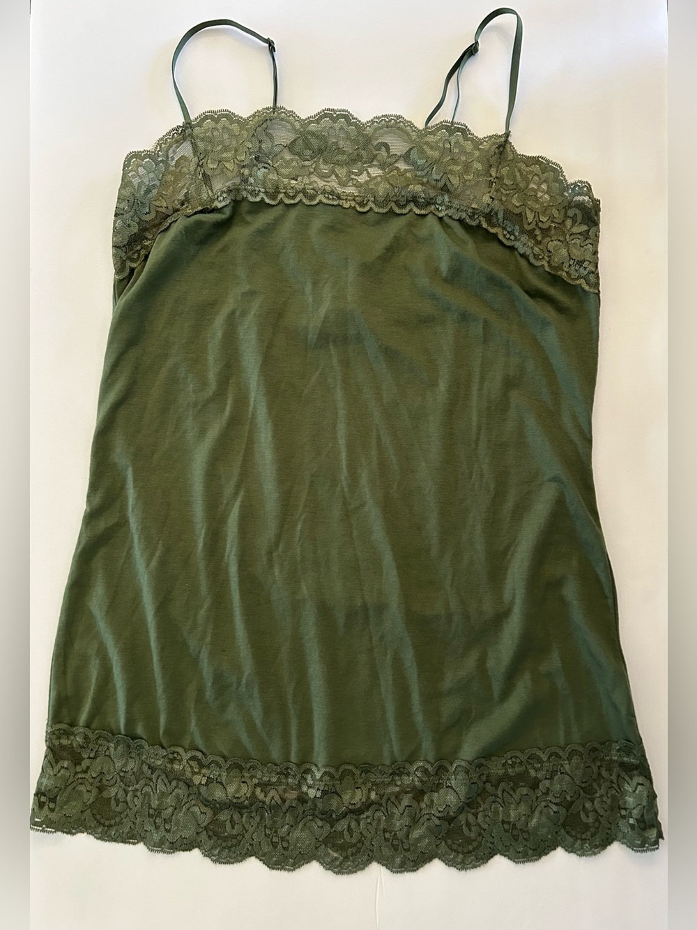 Women’s Olive Lace-Trim Tank Top